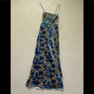 Zara blue and gold embellished maxi dress